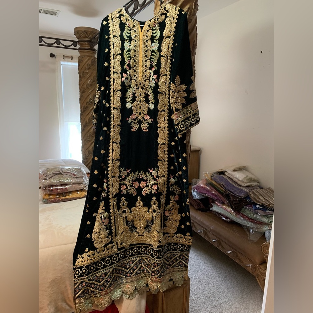 Elegant Black and Gold Embroidered Fabric